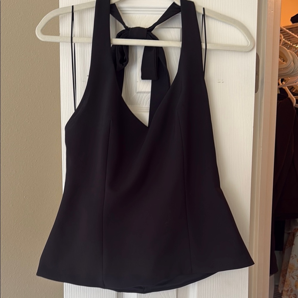 Zara Black Halter Tie-Back Camisole Top